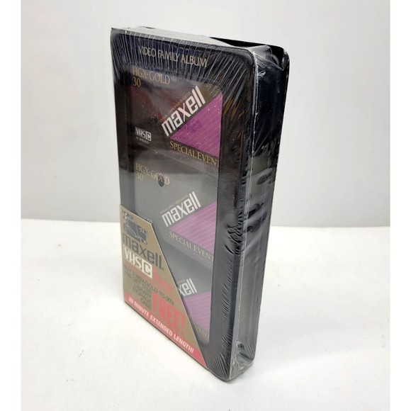 3 Maxwell VHS-C TC-30 HGX Gold Premium High Grade Video Tapes w/ Storage Case - Picture 5 of 9